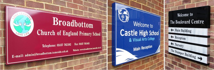 wall mounted box tray school signs